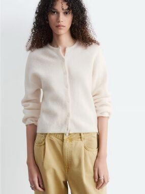 NWT Cream Alpaca-Blend Knitted Cardigan